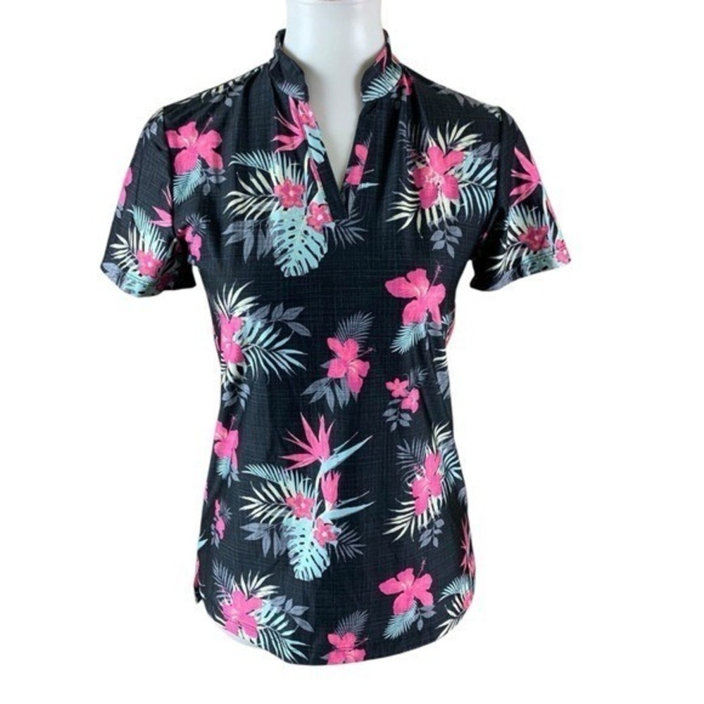 Sunday Crew‎ Floral UPF 50 Top Small Hawaiian Tropical Print Surf Rashguard